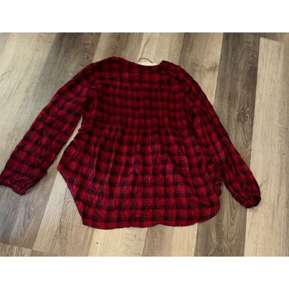 Knox Rose Womens Red Plaid Button-Down Shirt XL 100% Cotton - Picture 4 of 4